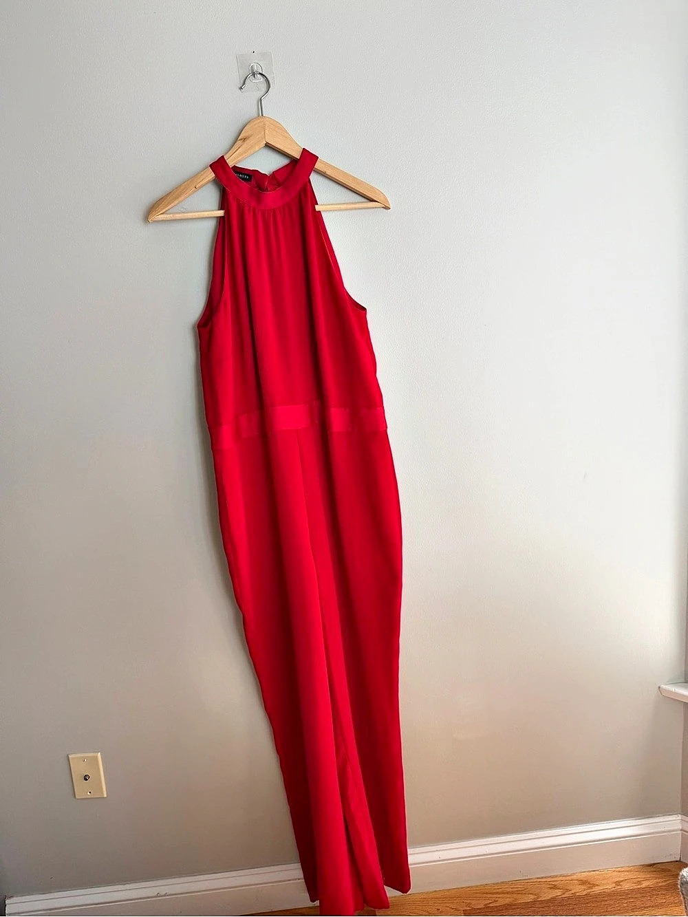Talbots Satin Crepe Halter Jumpsuit Red Size 10